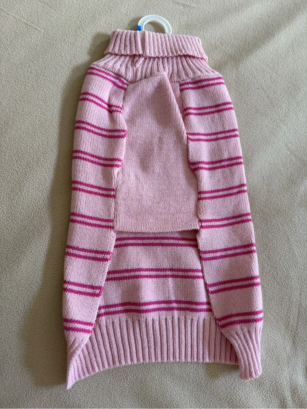 Furbulous Pink Striped Dog Jumper Knit Pet Sweater High Neck Turtleneck Size M